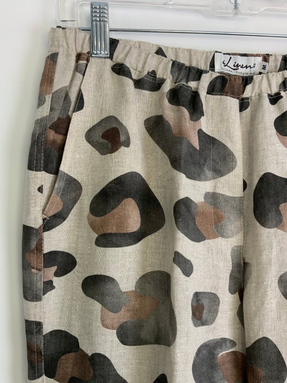 New Watercolor Leopard Print Linen Pants from iLinen Lifestyle Sz M - Picture 7 of 16